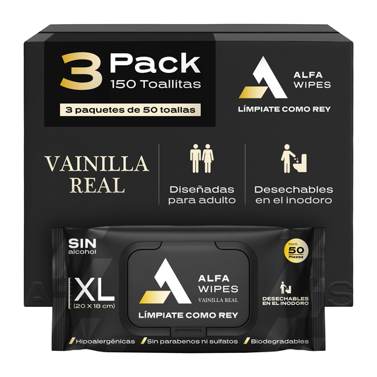 Alfa Wipes 3-pack (150 toallitas) Vainilla Real