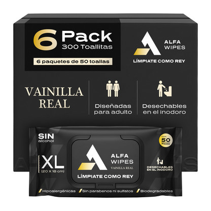 Alfa Wipes 6-pack (300 toallitas) Vainilla Real