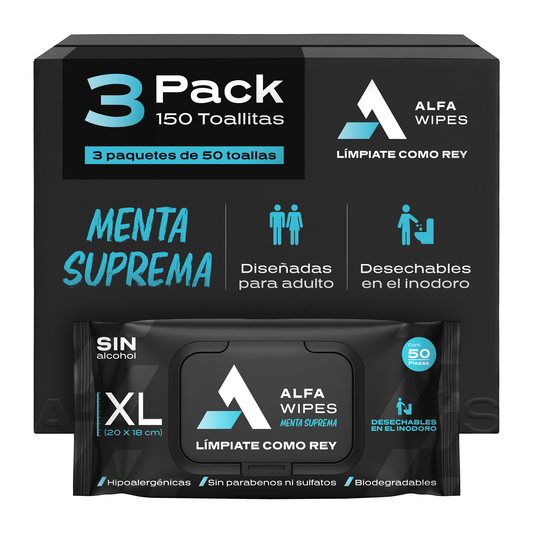 Alfa Wipes 3-pack (150 toallitas) Menta Suprema