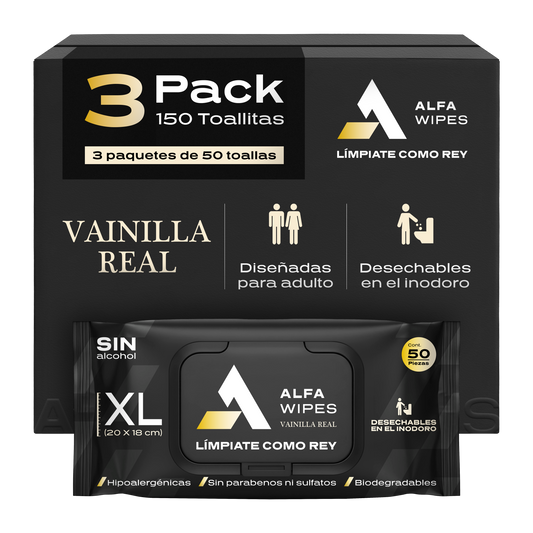 Alfa Wipes 3-pack (150 toallitas) Vainilla Real